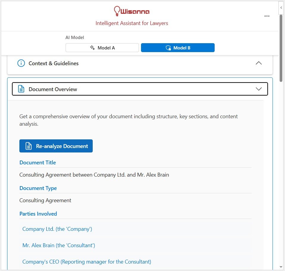 Document Overview in Wisanna Word Add-in