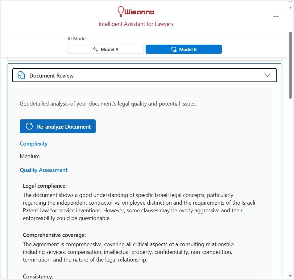 Risk Review in Wisanna Word Add-in